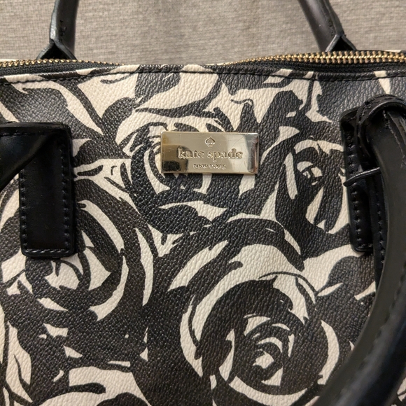 Kate Spade Black and Cream Rose Satchel - Picture 7 of 7